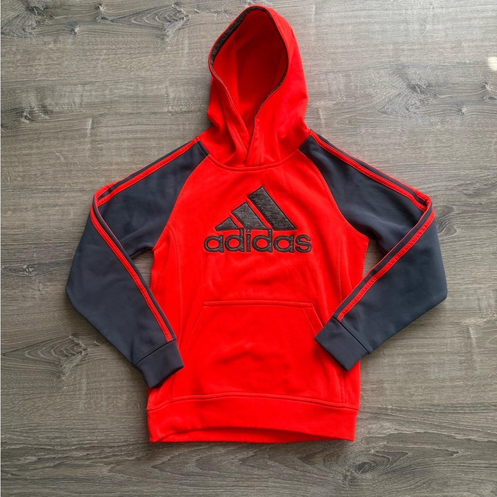Adidas Kids Orange and Gray Hoodie M 10/12